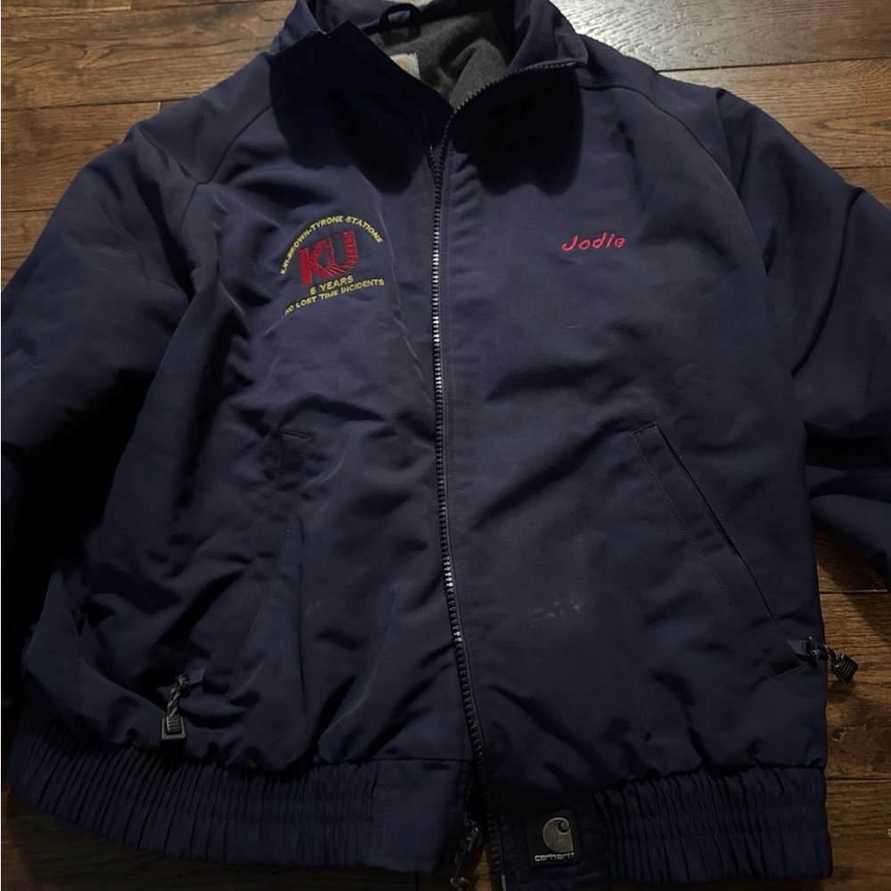 Carhartt Dark Blue Embroidered Bomber Jacket